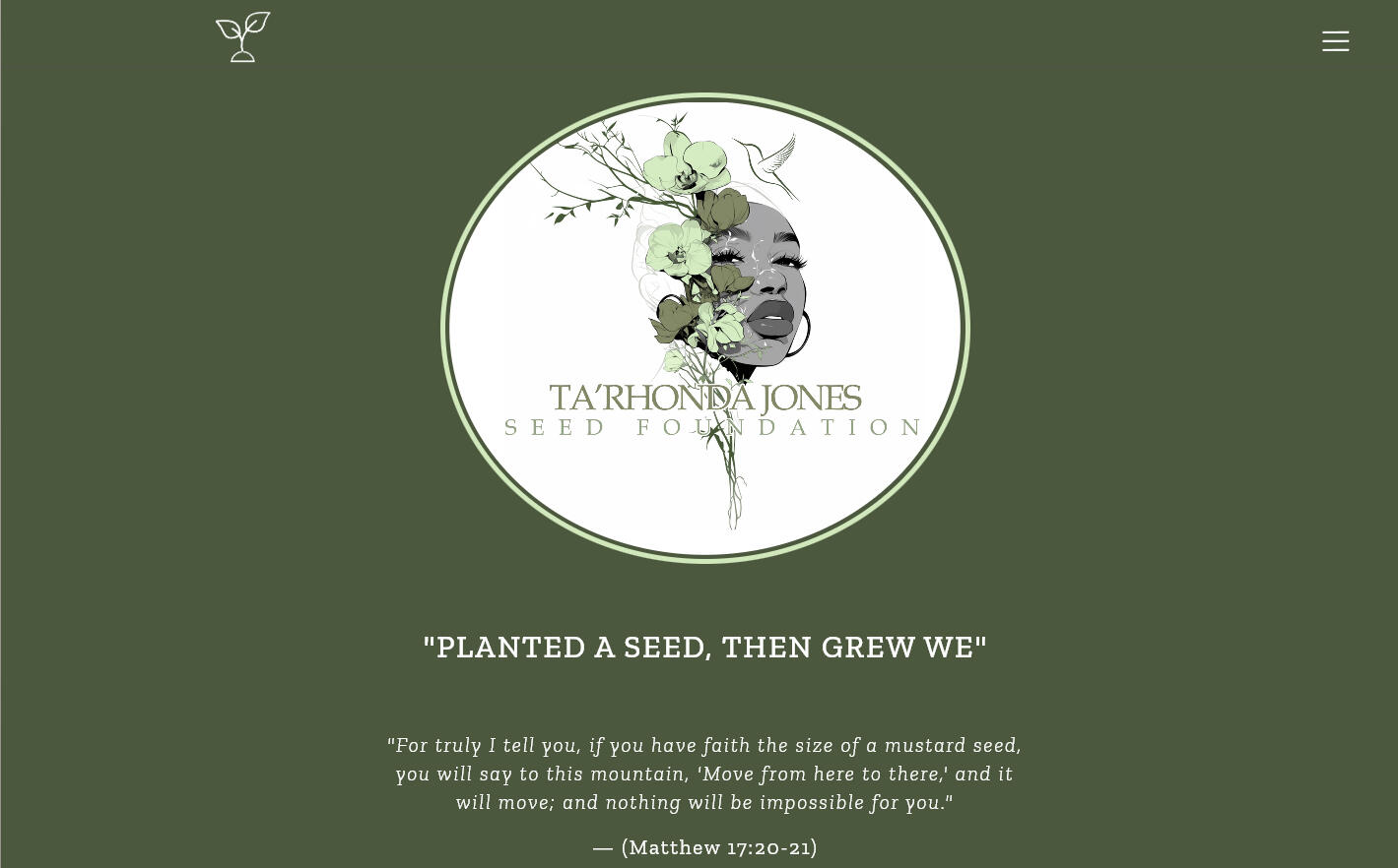 Snapshot and link of homepage for nonprofit website built.